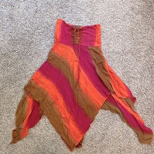 Mexican made a-line beach dress with adjustable ruching on front